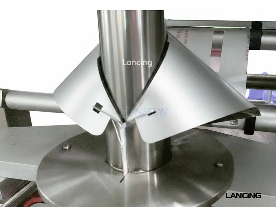 Powder dosing chute and forming tube for dust-control guidance