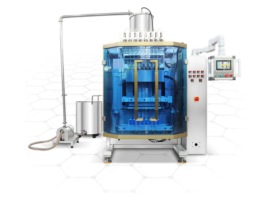 Blue guarded VFFS pouch filling machine for flexible packaging